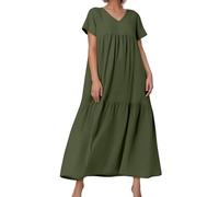 Robe Femme Chic Et Elegant Taille Empire Longue Fleurie Robes D'été Rouge Boheme pour Personne Agée Tee Shirt Blanche De Soiree Glamour T-Shirt Ete Col Rond Bohème Mariage Invitée Mi Plage