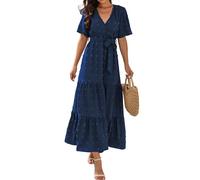 Robe Femme Chic Et Elegant Tenues Élégante Combinaison Femme pour Soirée Grande Taille Plage de Bal Robe Plage Promo Fluide Ceremonie 4#Bleu L