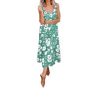Robe Femme Chic Fleurs Jaune Viscose Ete Fluide Midi Ensemble Été Mi Longue Rouge Salopette De Plage Bohème Citron Soirée Robes Femmes Patineuse Eponge Tunique Anniversaire Coton a Volant Superposé