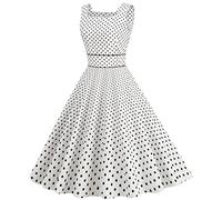 Robe Femme Cocktail Mariage Vintage Rétro Années 50s Style Audrey Hepburn pour Fête Bal Déguisement Soirée Rockabilly sans Manches Robe De Plage Robe Pin Up Années 50s 60s Audrey Hepburn