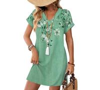 Robe Femme Col en V Longue Ete Chic Longues Tenue De Soiree Elegante Manches Courtes Fluide D pour D'Ete avec Poches Robes Tenue Femme Chic Et Elegant S