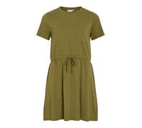 Robe femme col rond manches courtes poche poitrine ceinture taille