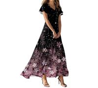 Robe Femme Combinaison Chic pour Soirée Fond De Plage Ceremonie Allaitement Bohème Robe Boutonnée Devant Femme Voile De Coton Noire Robes Maternité Infinity Dress Longue Blanche (A41,XXL)