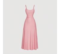 Robe femme couleur unie à taille froncée et ourlet évasé, bretelles spaghetti, semi-formelle, élégante et romantique, fluide, pour vacances, tea party, croisière, rose poudré, été L,M,S,XL,XS,XXL,XXS,
