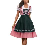 Robe Femme Dirndl Bavière Midi avec Tablier pour Inclus Parfait Oktoberfest Folklorique Tenue Bavaroise Traditionnelle Costume de Carnaval Idéal Bière Fête Set