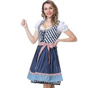 Robe Femme Dirndl Bavière, Vêtements Chic et Élégant, Déguisement Oktoberfest avec Dentelle de Chemisier et Tablier, Dirndl Tenue Bavaroise, Costume Dame Traditionnelle Carnaval Bière Fête Set (40)