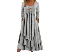 Robe Femme Élégante - Mini Robes Manches Longue Grande Taille Elegante Robe Vintage Crayon Midi Jupe Moulante Clubbing Robe de Soiree Grande Taille Robe Année 80 Glamour Robe Bal Promo Curvy