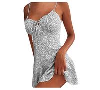 Robe Femme Été à Bretelles Volant Mini de Soirée Sexy Dos Nu Fleurie de Plage Courte Décontracté de Cocktail Chic sans Manches Trapèze