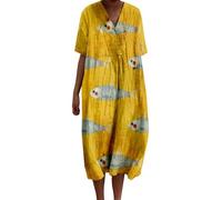 Robe Femme Ete Mi Longue Pull Femmes Ample Dress Tendance Plage Shirt Moulante Blanche Deguisement Imprimé Fleurs Été Tunique Jupe Femme Robe Plage Femme Ete Fluide Chemisier Légère Large