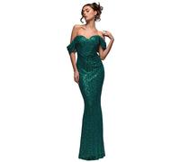 Robe femme Goddiva Off The Shoulder Sequin Wing Maxi Vert 42