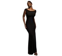 Robe femme Goddiva Open Back Cowl Neck Gathered Maxi Noir 36