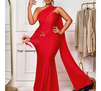 Robe femme grande taille automne et hiver, design sexy désir pur, coupe sirène. Robe rétro rouge unicolore . Convient pour les rendez-vous, les cocktails, les mariages en tant qu'invitée. Robe élégant