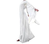 Robe Femme Halloween médiévale Renaissance gothique Palais Longue Robe de Bal de Style victorien Robe de Soirée Vintage Slim Fit Costume de Princesse Costume de Corset pour Halloween, Blanc, M