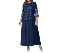 Robe Femme Hiver Robe en Dentelle Grande Taille pour Femme,Tenue 2 pièces élégante pour la mariée,de soirée