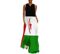 Robe Femme imprimé Drapeau Robes Chic et Elegant Drapeau du Sahara Occidental d'été sans Manches de Robes de Plage Fluide Grande Taille Swing Décontractée XL
