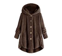 Robe Femme - Jupon sous Robe Femme Coton Sweat Casual Hoodie Manche Longue Manteau Automne Hiver Outwear Chaude Hauts Couleur Pure Tops Confortable Sweat-Shirt Épais Hoodie avec Bouton Tunique