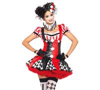 Leg Avenue Harlequin Clown Adult Sized Costumes, Noir Rouge, Taille: L (EUR 44-46) pour Femmes
