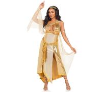 Leg Avenue Déesse dorée 3 pièces, comprend une robe asymétrique scintillante avec une boucle à une épaule et une bordure en ruban, doré, taille S