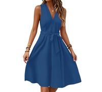 Robe Femme Longue Chic Eegant Mi Longues Robe Longue Boheme Printemps Femmes Robes de Vintage Portefeuille Vetement Femme Manche Ensemble Invitée Mariage de Bal Soiree Plage D'été (Blue,X-Large)