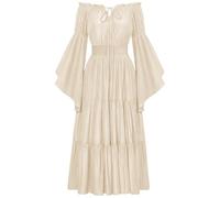 Robe Femme Longue Chic Et Elegant Soiree, DéGuisement Adulte Femme SorcièRe, Robe Viking Women Guerriere, Halloween Dentelle Cape Vintage Gothique Medievale Malefique Grande Taille Vampire Elfe