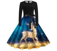 Robe Femme Longue Robe Vintage Audrey Hepburn - Vêtements De Soirée Grande Taille Classique Swing Coupe Slim Chic Et Élégants Ourlet Ample Plissée Polyvalent pour Cocktail Fête