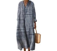 Robe Femme Manches Courtes Robes Ete Longue de Plage Décontractée Imprimé Fleurs Maxi Dress Mi Fluide Coton Chemise Longues Ample Casuel A-Line Fleur Col V Ronde Bohème De Soiree Vintage pour Fête