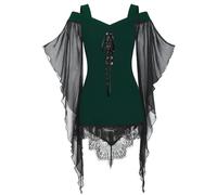 Robe Femme médiévale Victorienne rétro Baroque, T-Shirt Gothique Femme Dentelle Gothique Haut sans Manches Style Cosplay vêtement médiéval élégant pour Costume Gothique et Tenue de soirée