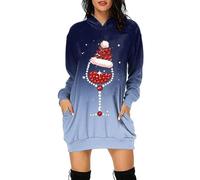 Robe Femme Noël Manche Longue Col Rond Robe Pull Tricotée, Sweat à capuche femme confortable manches longues pull pour tenue quotidienne pour Soirée Noël Rencontre Amicale Weekend Cadeau Chic