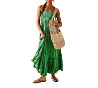 Robe femme portefeuille Sans manches Bretelles dos nu Ourlet froncé Robe maxi Boho Ruffles Robe unie élastique poitrine Robe de cocktail Robe de soirée Robe de bal Robe de plage Robe de soirée