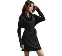Robe Femme Pull Hiver Tunique Automne Robes Manche Longue Elegant Pulls Sexy Vetement Mode Chic Jupe Coton Maille Dress Tricot Sweat