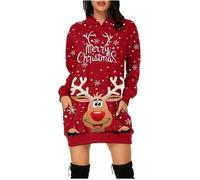 Robe Femme Robe De Noel Moche Imprimé Wapiti Moche Automne Hiver Chaude DéContracté Pull Noel Femme Drole Pull couleurs multiples S
