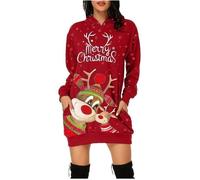 Robe Femme Robe De Noel Moche Imprimé Wapiti Moche Automne Hiver Chaude DéContracté Pull Noel Femme Drole Pull à Manches red M