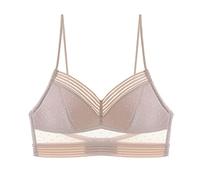 Robe Femme Sans Anneau en Acier Sous-vêtements Français Grand Dos Ouvert Beau Dos Soutien-Gorge en Forme de U Été Ultra-Mince Bourgeon Blouse Pailletée, beige, XXL