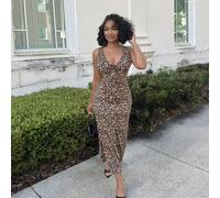 Robe femme sans manches à fleurs Ditsy avec nœud à l'avant, robe midi moulante. Robe d'été vintage inspirée pour un style du jour au soir. Robe midi à fleurs Ditsy avec nœud à l'avant. Robe d'été vint