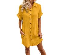 Robe Femme Sexy Décontractée Robe Femme pour la vie quotidienne, le travail et les fêtes. Col en V, design à boutons avec poches. Robe d'été et d'automne polyvalente pour un style décontracté. Robe