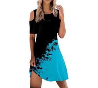 Robe Femme Soiree Été Bohème Chic Manches 3/4 Impression Maxi Robe Décontractée Robe Longue Elegante Robe De Plage Swing Robe Vacances Ceinture Femme Large pour Robe