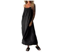 Robe Femme Solid Color Décontractée Loose Toned Camisole Camisole Jupe Longue(Black, XXXXXL)