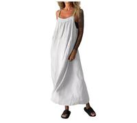 Robe Femme Solid Color Décontractée Loose Toned Camisole Camisole Jupe Longue(White, XXXXXL)