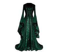 Robe Femme Style Rétro Uni Couleur Manches Trompette Longue Tenue Cosplay Style Médiéval Et Gothique Grande Robe À Jupe Longue Et Coupe Pure Couleur pour Événements Formels