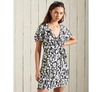 Superdry Summer Wrap Short Sleeve Dress Bleu L Femme