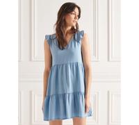 Superdry Tinsley Tiered Sleeveless Short Dress Bleu M Femme