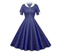 Robe Femme Vintage Années 50s 60s Soirée Robes Sexy 1950's Audrey Hepburn A-Line Polka Dot Swing Robe Femme Soiree Chic Et Elegant sans Manches Au Genou Midi Décontractés Retro Fete Robes Cocktail