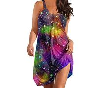 Robe Femme Vintage sans Manches Fine Bretelle Grande Taille Rétro Boheme D Ete Robe Femme Decontracte Chic Et Élégant De Soirée Évasée Courte Robe Imprimé Floral Plage Pas Cher