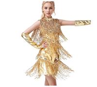 Robe Fete Femme Frange- Robe De SoiréE à Paillettes-Robe Sequins sans Manches De Danse Bal Cocktail Latine Adulte Brillante Dress pour De Performance DéGuisement Party Club Danse Rave