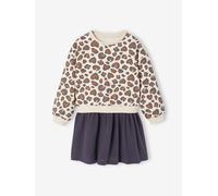 VERTBAUDET Robe Fille 2 en 1 Molleton et Gaze de Coton Anthracite 10A