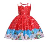 Robe Fille 4 Ans,Robe de Concours de beauté pour Enfants Costume de fête de Danse de Noël Robe de Princesse pour Filles élégantes et festives (Red, 6-7 Years)