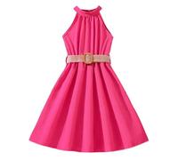 Robe Fille 7 Ans - Robe pour Enfants Couleur Unie Col Suspendu Taille Collection Robe De Princesse VêTements D'ExtéRieur à La Mode Jupe Tulle Fille Grande Taille