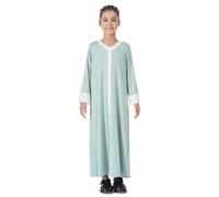 Robe Fille à Manches Longues Trapèze Haute Basse Robes de Soirée Enfant Automne Hiver Robe de Fête Robes Style Asie du Sud-Est, Col Coloré, Coupe Fluide et Élégante, Confortable (Green, 7-8 Years)