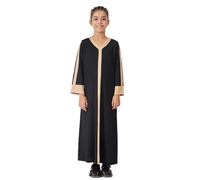 Robe Fille à Manches Longues Trapèze Haute Basse Robes de Soirée Enfant Automne Hiver Robe de Fête Robes Style Asie du Sud-Est, Col Coloré, Coupe Fluide et Élégante, Confortable (Black, 7-8 Years)