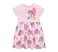 Robe Fille Bleue | Robe de soirée pour Fille en Coton | Robes d'été de Bingo | Tenue Enfant à Manches Courtes | Rose | 18-24 Mois